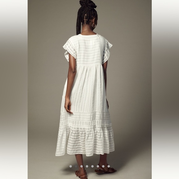 Anthropologie White V-Neck Dress size XL - Picture 2 of 10